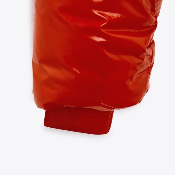 XS Zara Cropped Quilted Puffer Jacket Glossy Orange 🔥Hot Item + Blogger Fave🔥 - Picture 5 of 9